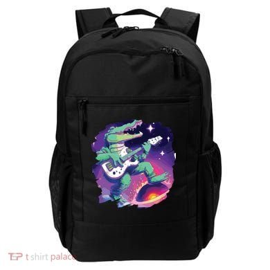 Crocodile Playing Guitar In Space Outer Space Alligator Backpack