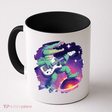 Crocodile Playing Guitar In Space Outer Space Alligator Coffee Mug