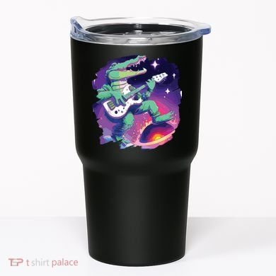 Crocodile Playing Guitar In Space Outer Space Alligator Tumbler