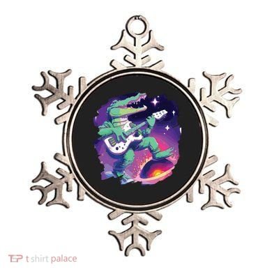 Crocodile Playing Guitar In Space Outer Space Alligator Ornament