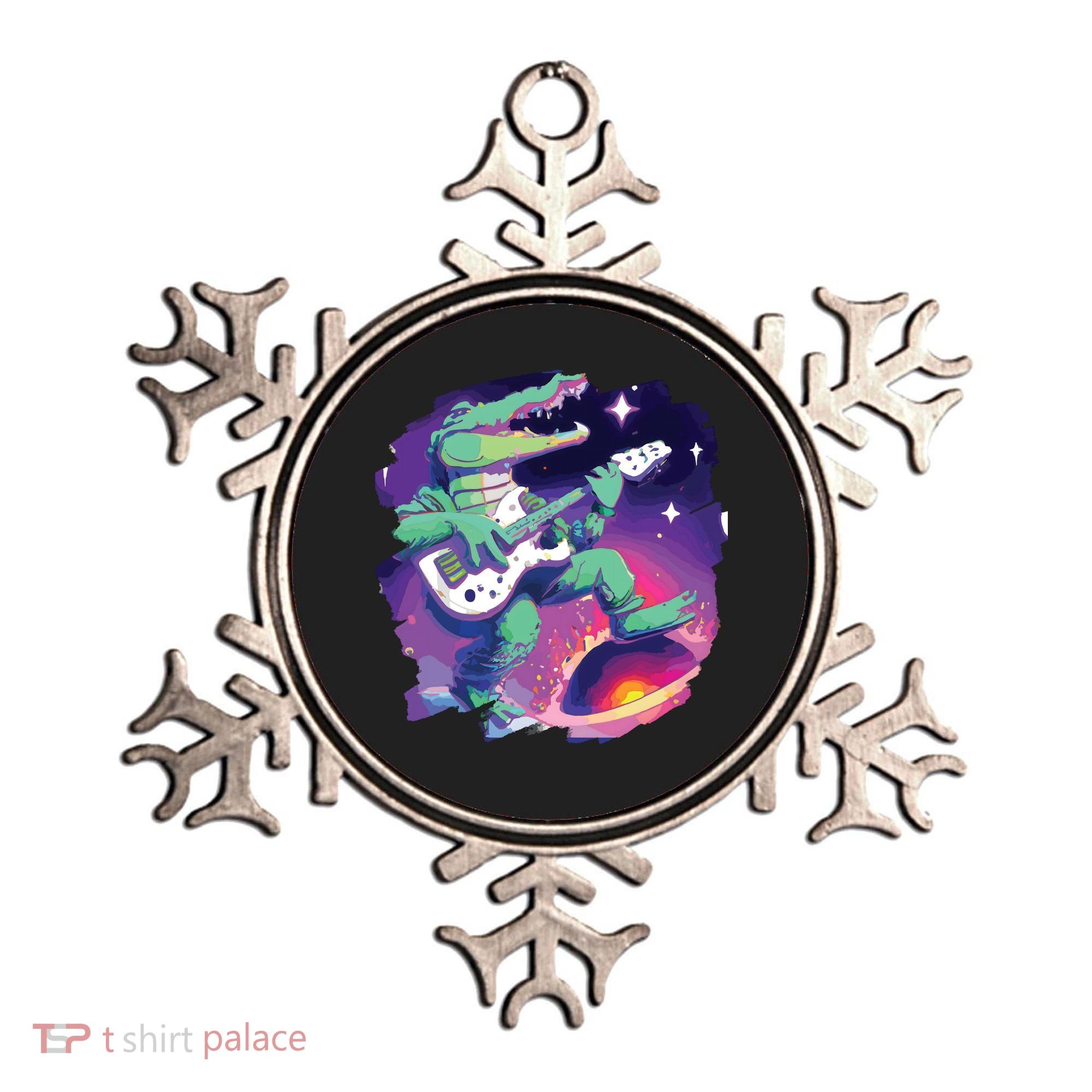 Crocodile Playing Guitar In Space Outer Space Alligator Ornament