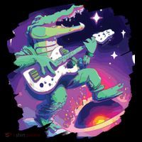 Crocodile Playing Guitar In Space Outer Space Alligator Ornament thumb 1