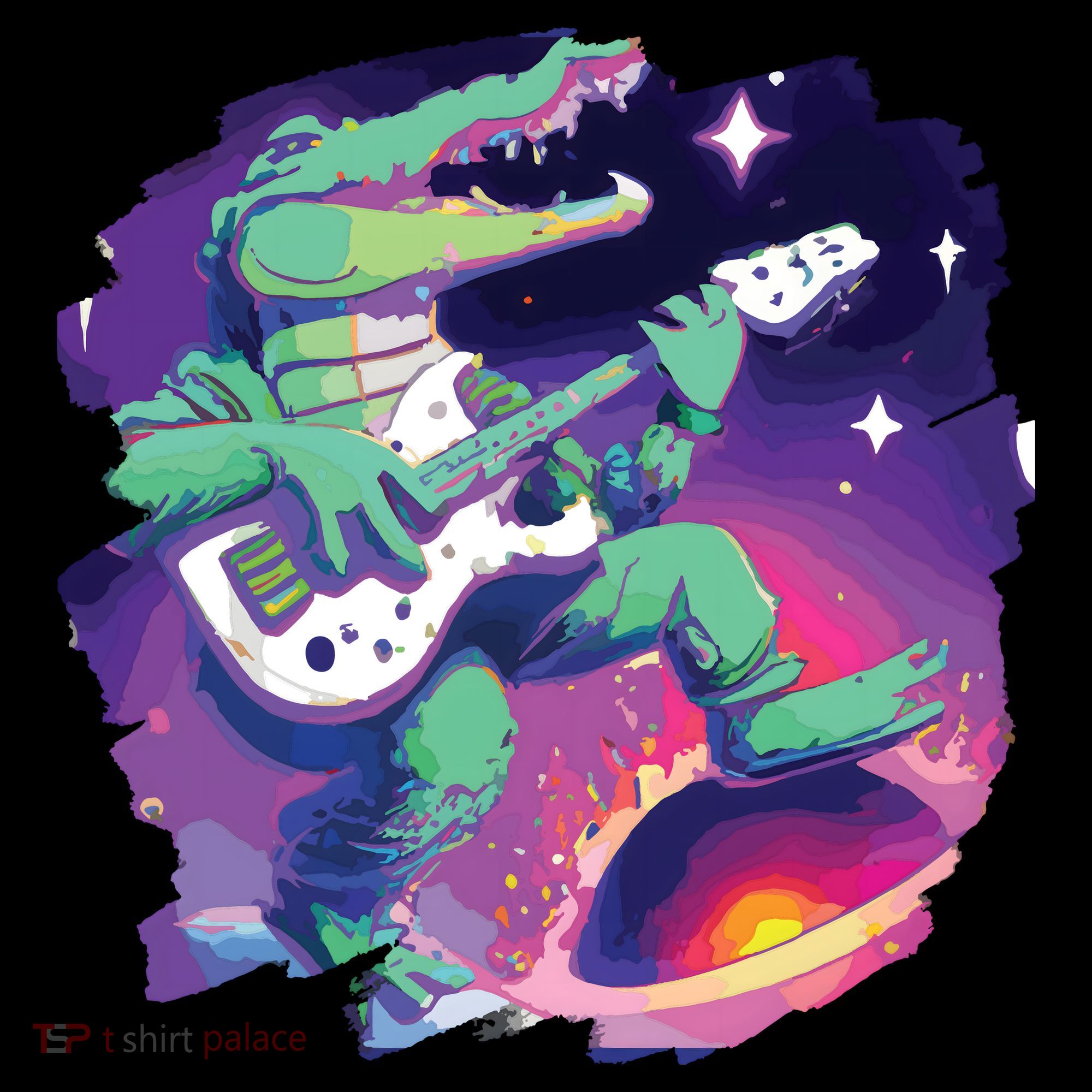 Crocodile Playing Guitar In Space Outer Space Alligator Ornament