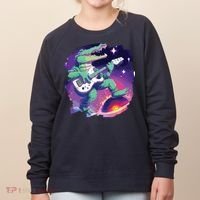 Crocodile Playing Guitar In Space Outer Space Alligator Women's Sweatshirt thumb 0
