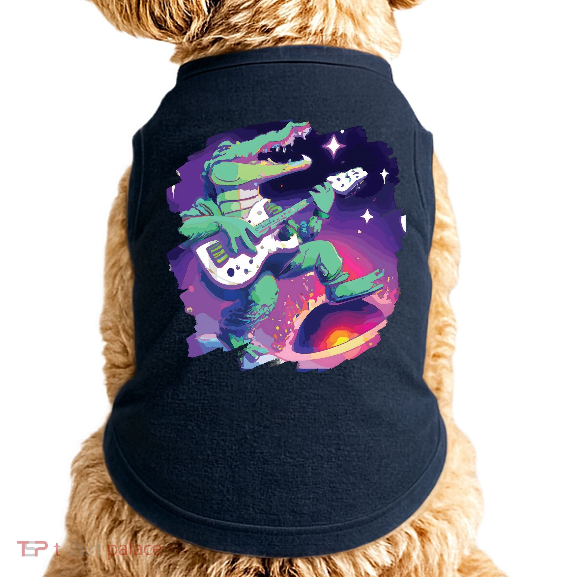 Crocodile Playing Guitar In Space Outer Space Alligator Doggie Tank