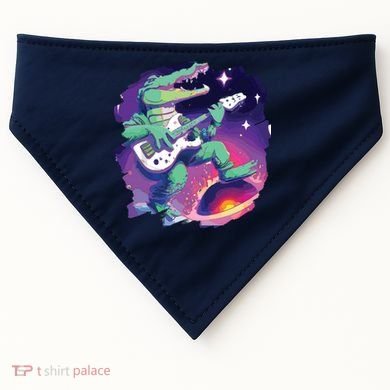 Crocodile Playing Guitar In Space Outer Space Alligator USA-Made Doggie Bandana