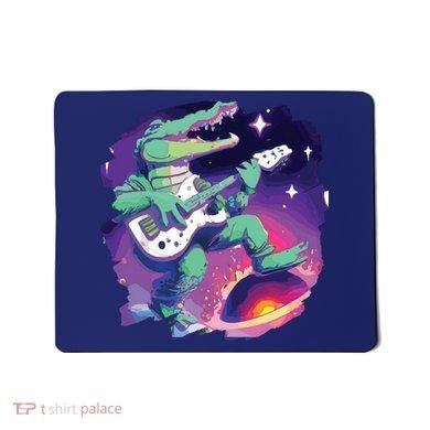 Crocodile Playing Guitar In Space Outer Space Alligator Mousepad