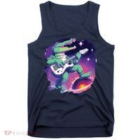 Crocodile Playing Guitar In Space Outer Space Alligator Tank Top thumb 0