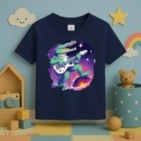 Crocodile Playing Guitar In Space Outer Space Alligator Toddler T-Shirt thumb 3
