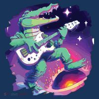 Crocodile Playing Guitar In Space Outer Space Alligator Women's T-Shirt thumb 6