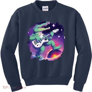 Crocodile Playing Guitar In Space Outer Space Alligator Kids Sweatshirt