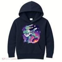 Crocodile Playing Guitar In Space Outer Space Alligator Kids Hoodie thumb 0