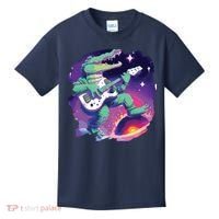 Crocodile Playing Guitar In Space Outer Space Alligator Kids T-Shirt thumb 0