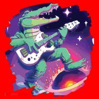 Crocodile Playing Guitar In Space Outer Space Alligator Santa Hat thumb 1