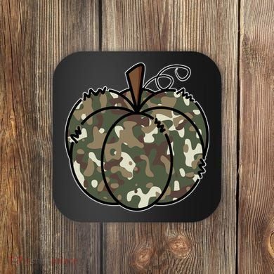 Camouflage Pumpkin Holiday Coaster