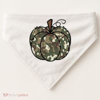 Camouflage Pumpkin Holiday USA-Made Doggie Bandana thumb 0