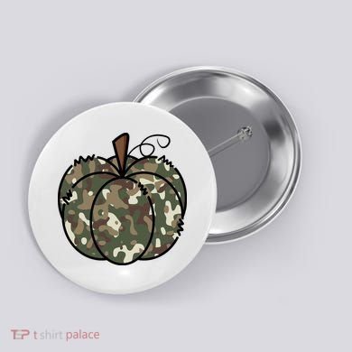 Camouflage Pumpkin Holiday Button