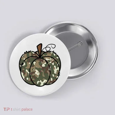Camouflage Pumpkin Holiday Button