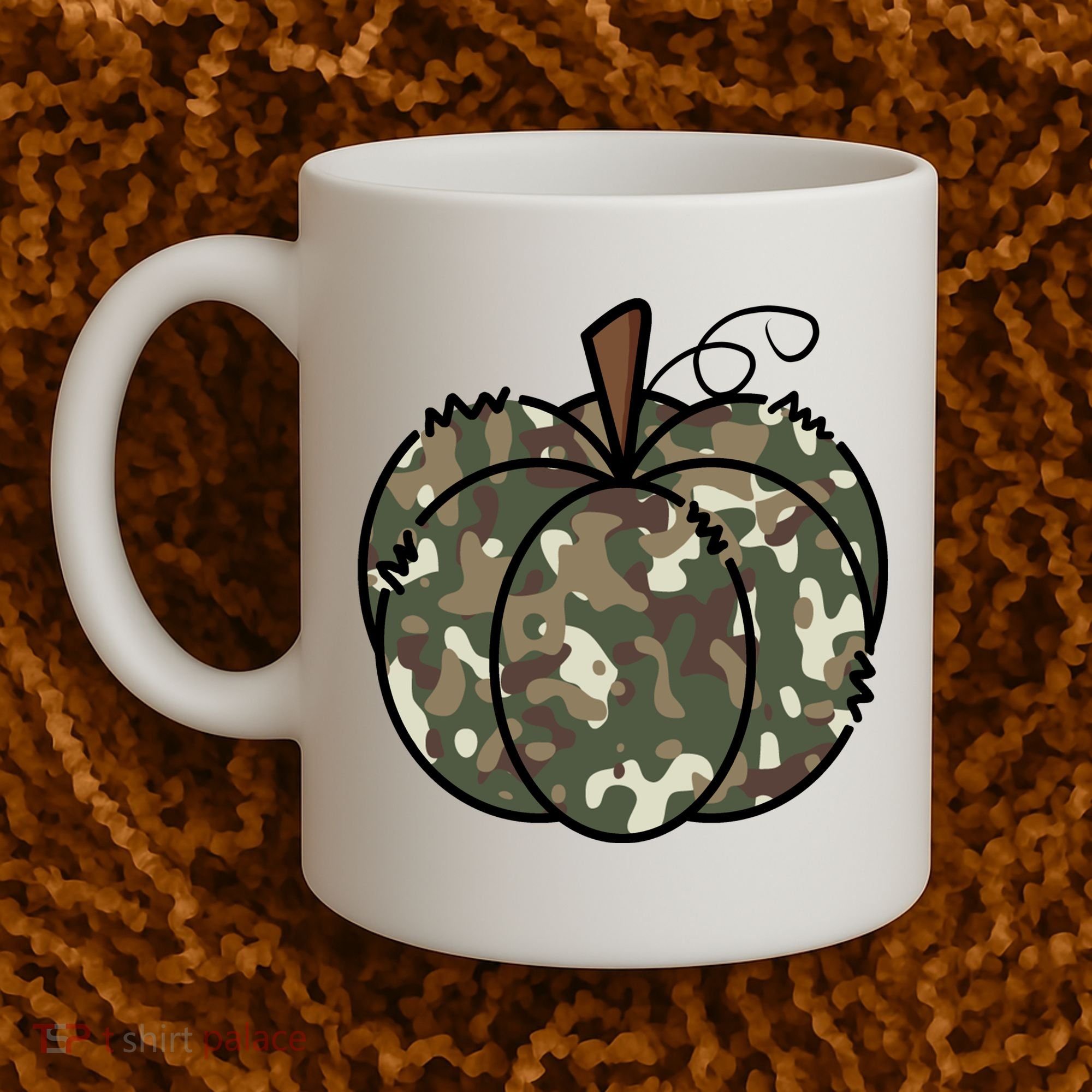 Camouflage Pumpkin Holiday Coffee Mug