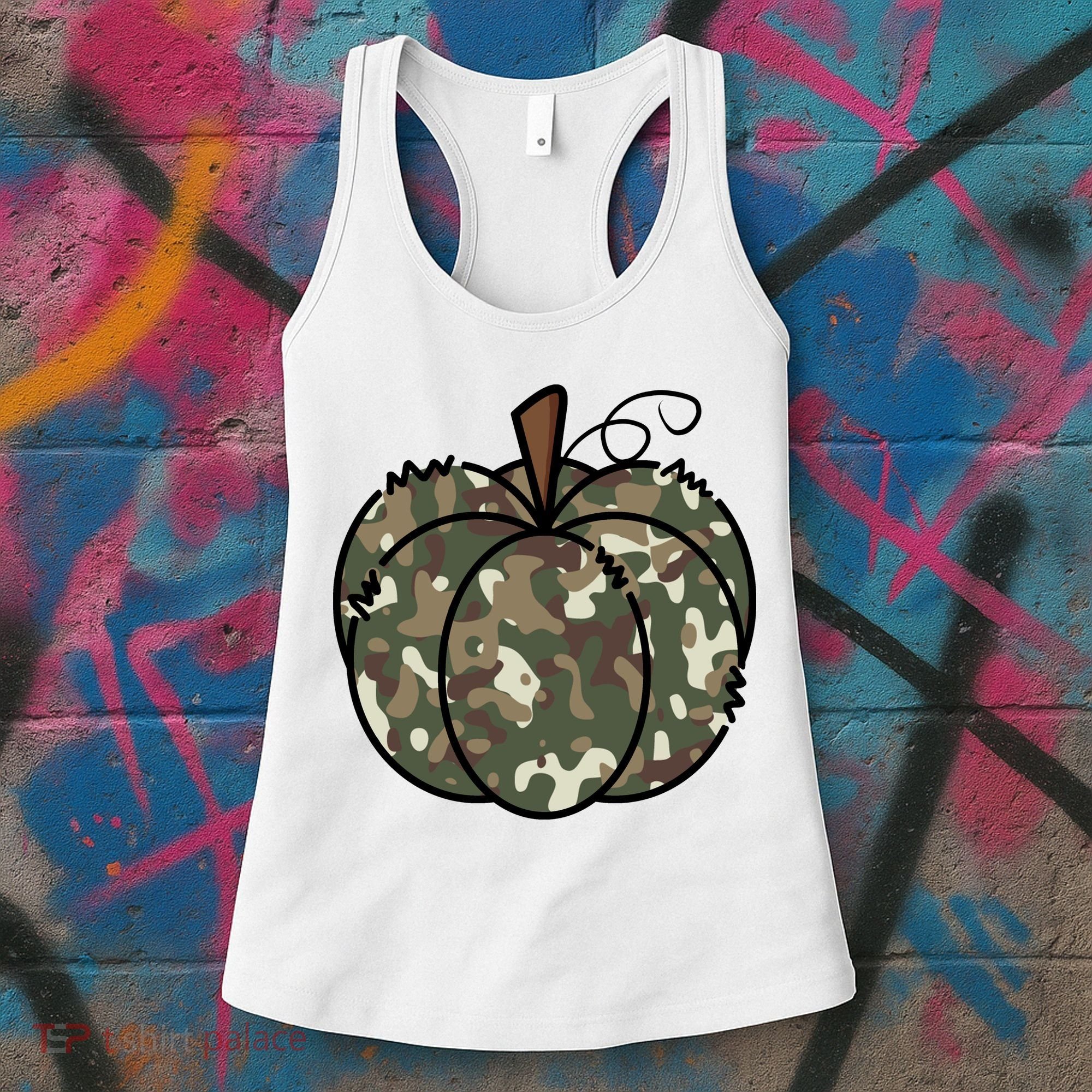 Camouflage Pumpkin Holiday Women's Tank Top