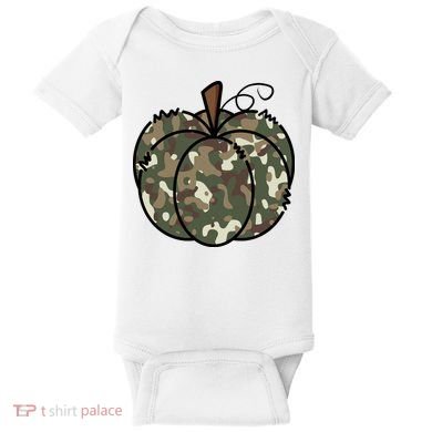 Camouflage Pumpkin Holiday Baby Bodysuit