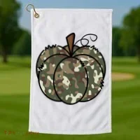 Camouflage Pumpkin Holiday Golf Towel thumb 1