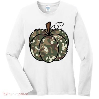 Camouflage Pumpkin Holiday Women's Long Sleeve Shirt