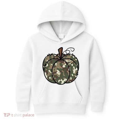 Camouflage Pumpkin Holiday Kids Hoodie