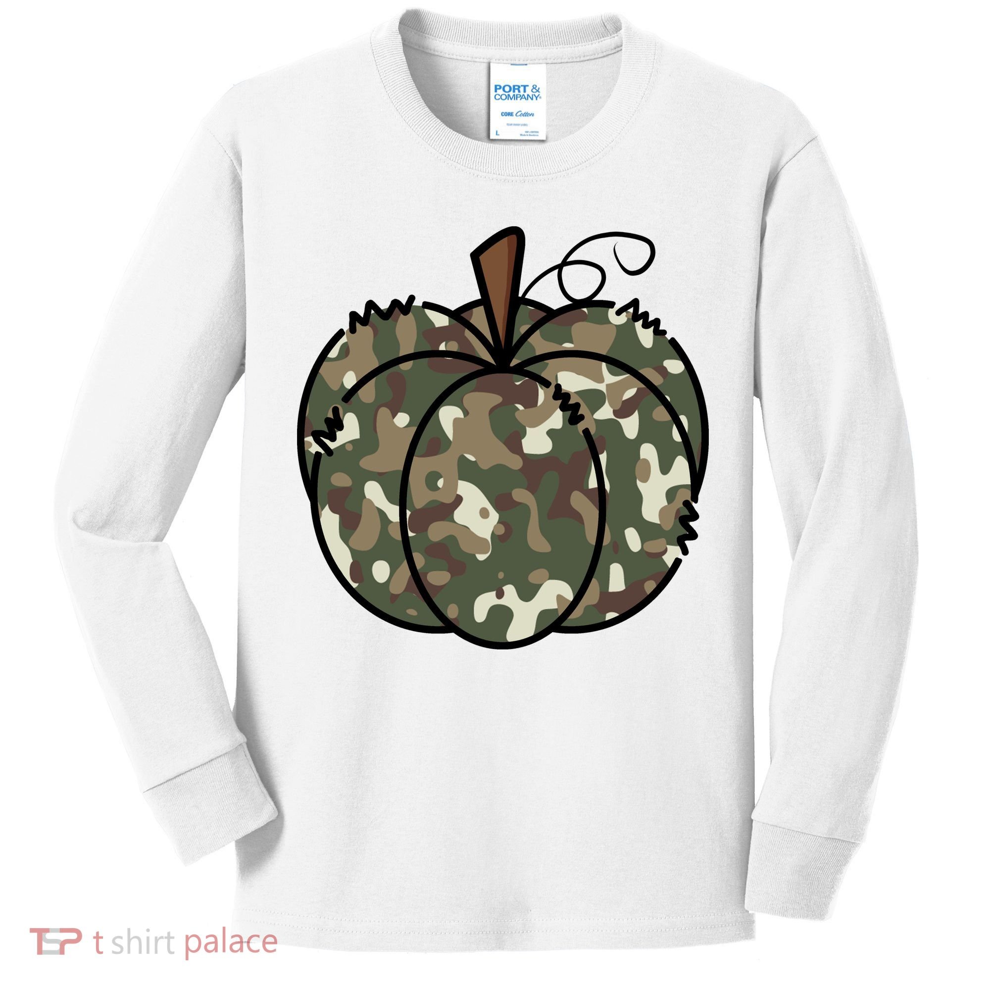 Camouflage Pumpkin Holiday Kids Long Sleeve Shirt