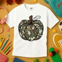 Camouflage Pumpkin Holiday Kids T-Shirt thumb 3