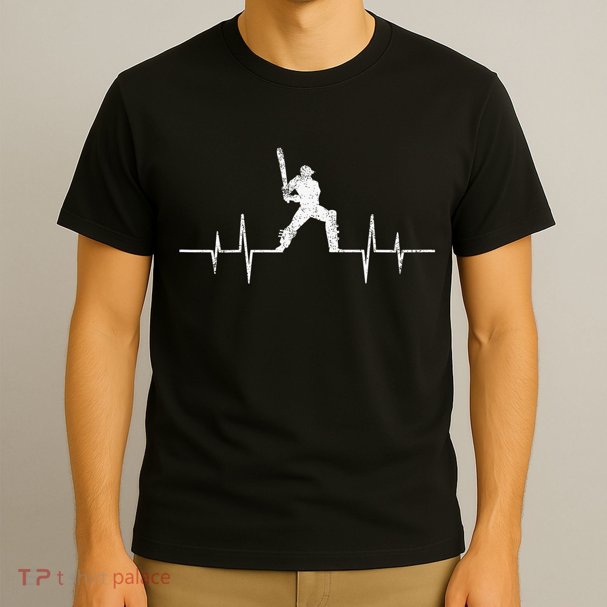Cricket Player Heartbeat Gift EKG Cricket Fans Lover Funny T-Shirt