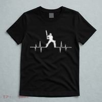 Cricket Player Heartbeat Gift EKG Cricket Fans Lover Funny T-Shirt thumb 5