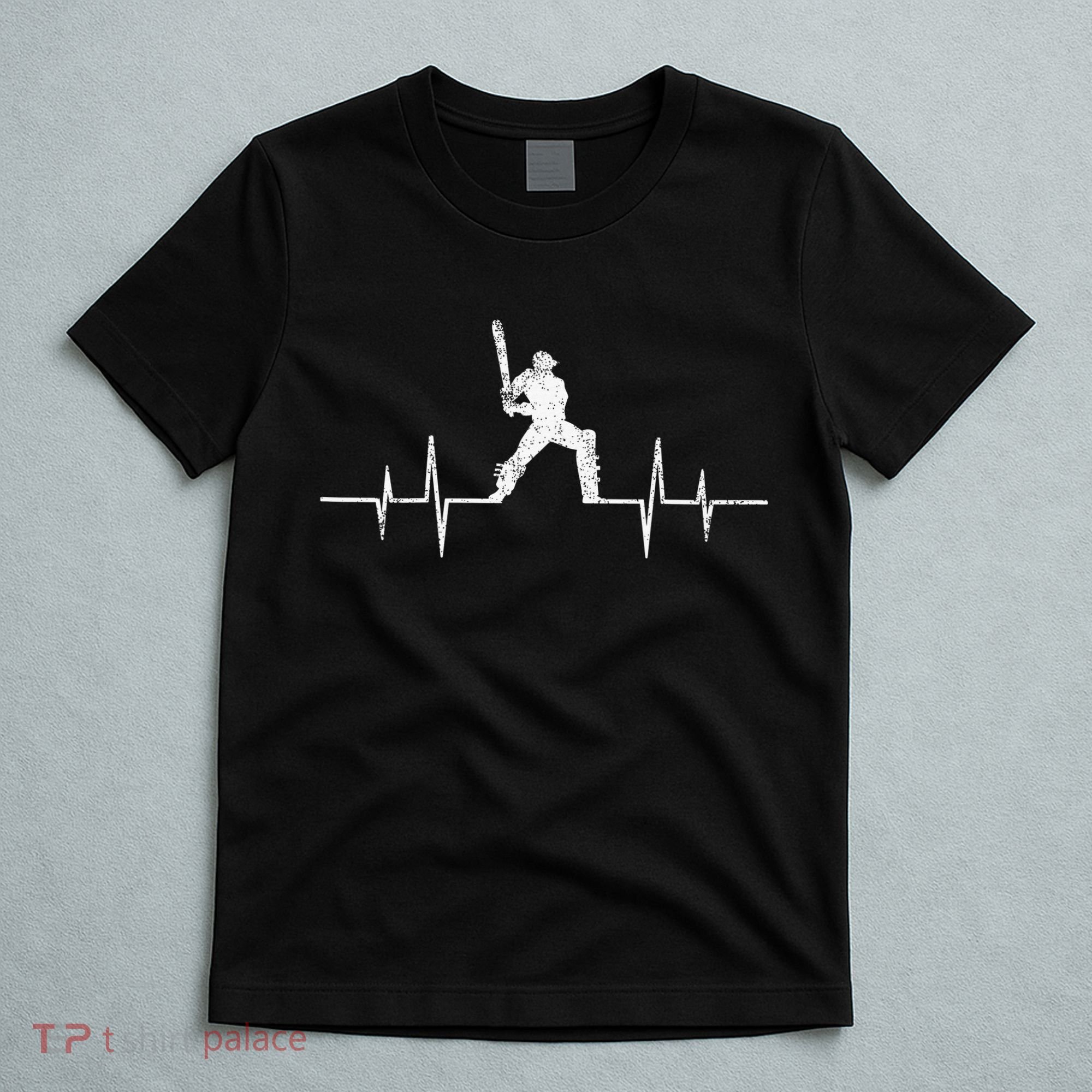 Cricket Player Heartbeat Gift EKG Cricket Fans Lover Funny T-Shirt