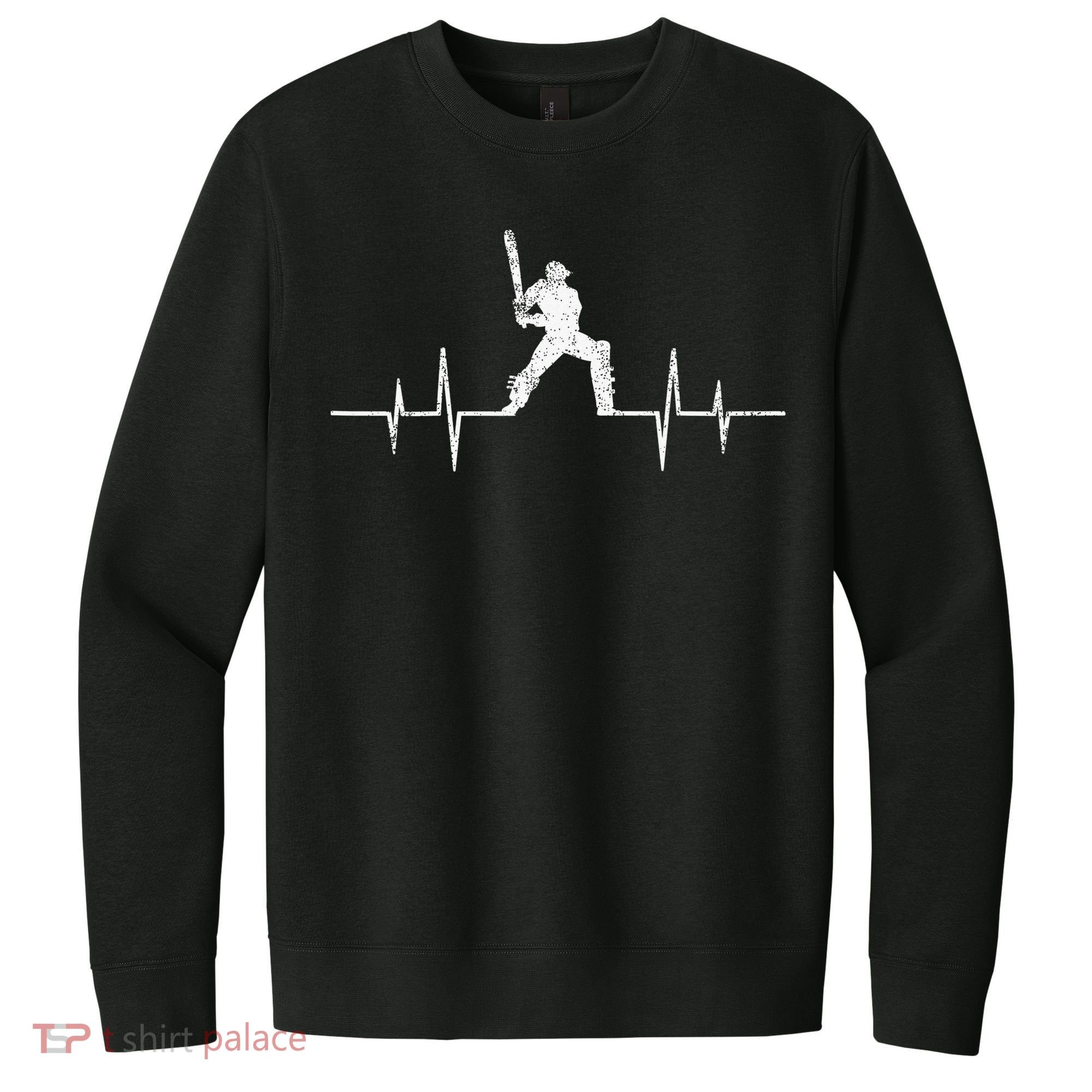 Cricket Player Heartbeat Gift EKG Cricket Fans Lover Funny V.I.T. Fleece Crew Sweatshirt