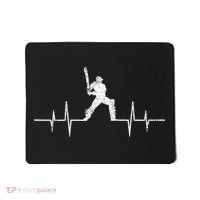 Cricket Player Heartbeat Gift EKG Cricket Fans Lover Funny Mousepad thumb 0