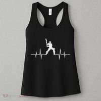 Cricket Player Heartbeat Gift EKG Cricket Fans Lover Funny Women's Tank Top thumb 3