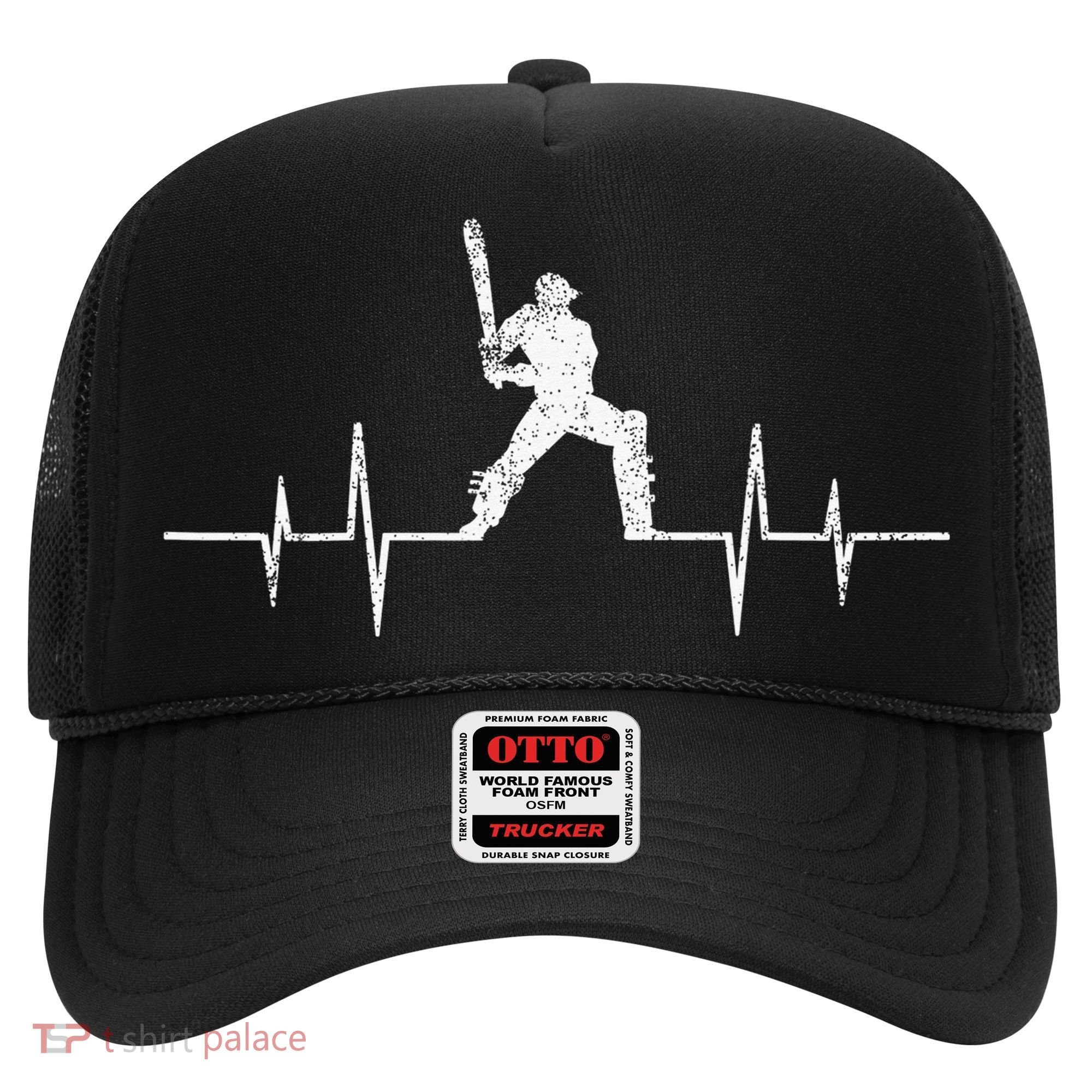 Cricket Player Heartbeat Gift EKG Cricket Fans Lover Funny Hat