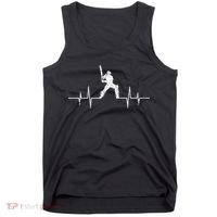 Cricket Player Heartbeat Gift EKG Cricket Fans Lover Funny Tank Top thumb 0