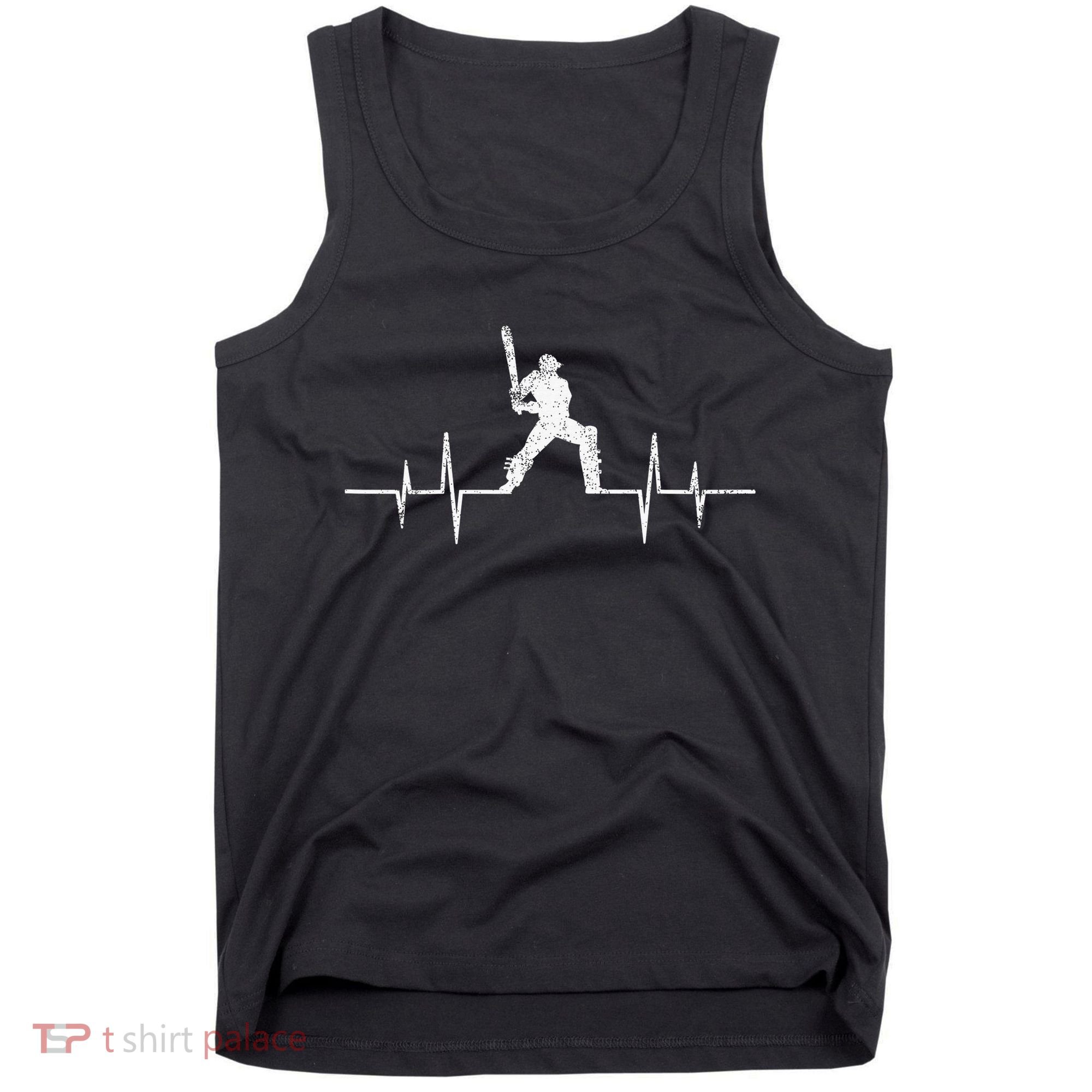 Cricket Player Heartbeat Gift EKG Cricket Fans Lover Funny Tank Top