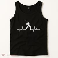 Cricket Player Heartbeat Gift EKG Cricket Fans Lover Funny Tank Top thumb 2
