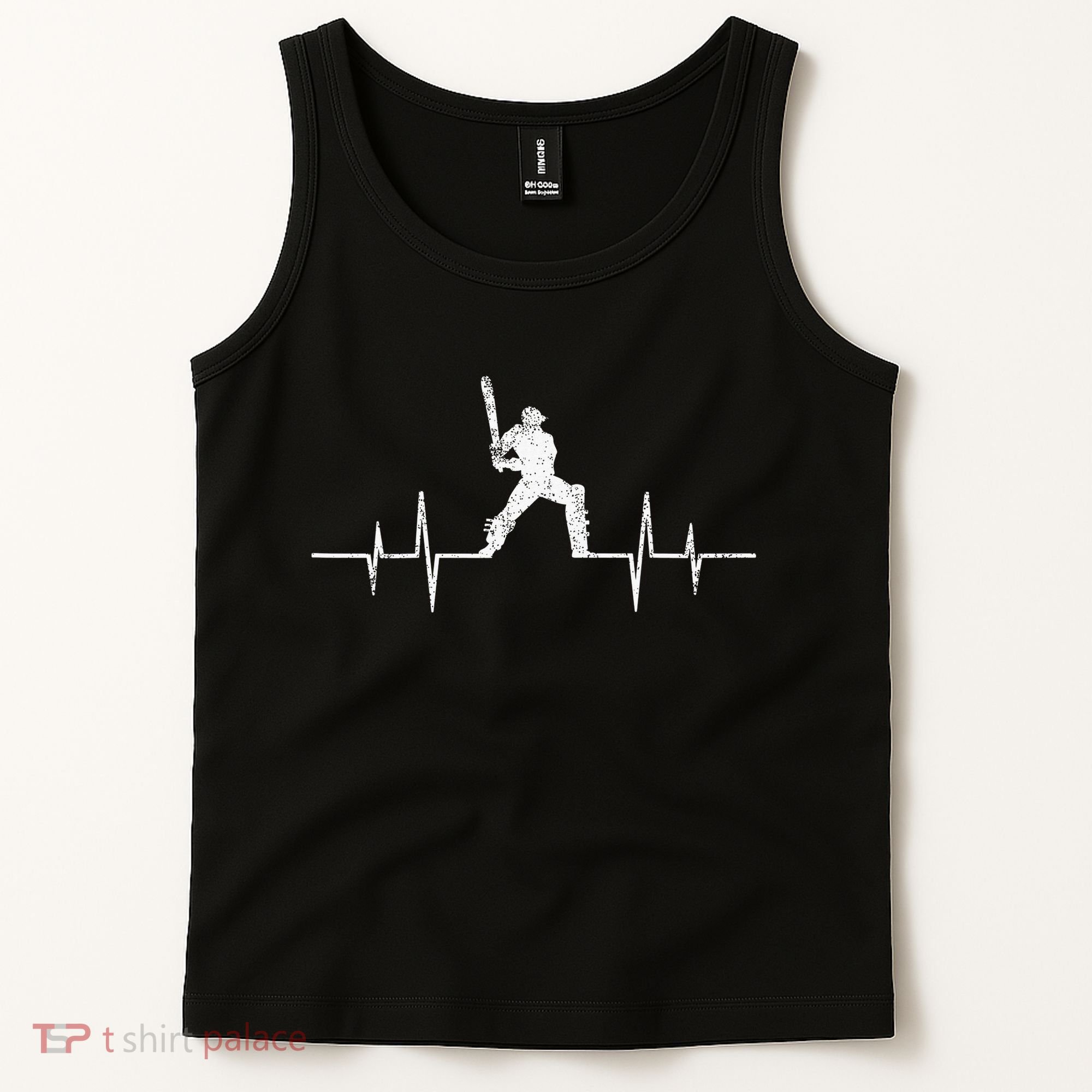 Cricket Player Heartbeat Gift EKG Cricket Fans Lover Funny Tank Top