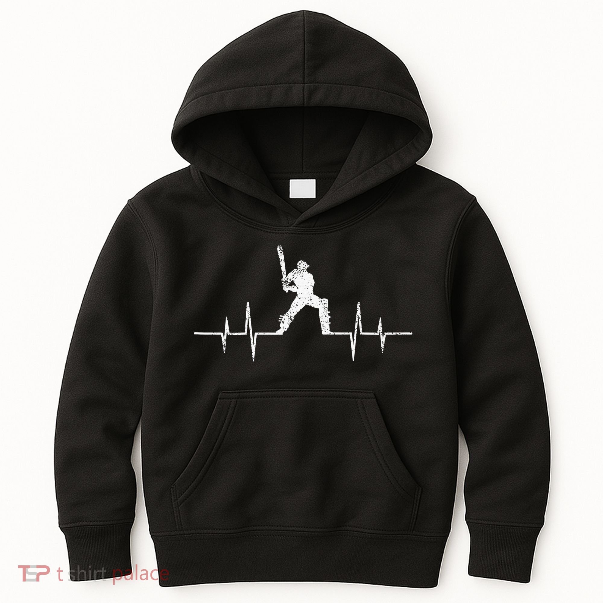 Cricket Player Heartbeat Gift EKG Cricket Fans Lover Funny Kids Hoodie