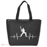 Cricket Player Heartbeat Gift EKG Cricket Fans Lover Funny Tote Bag thumb 0
