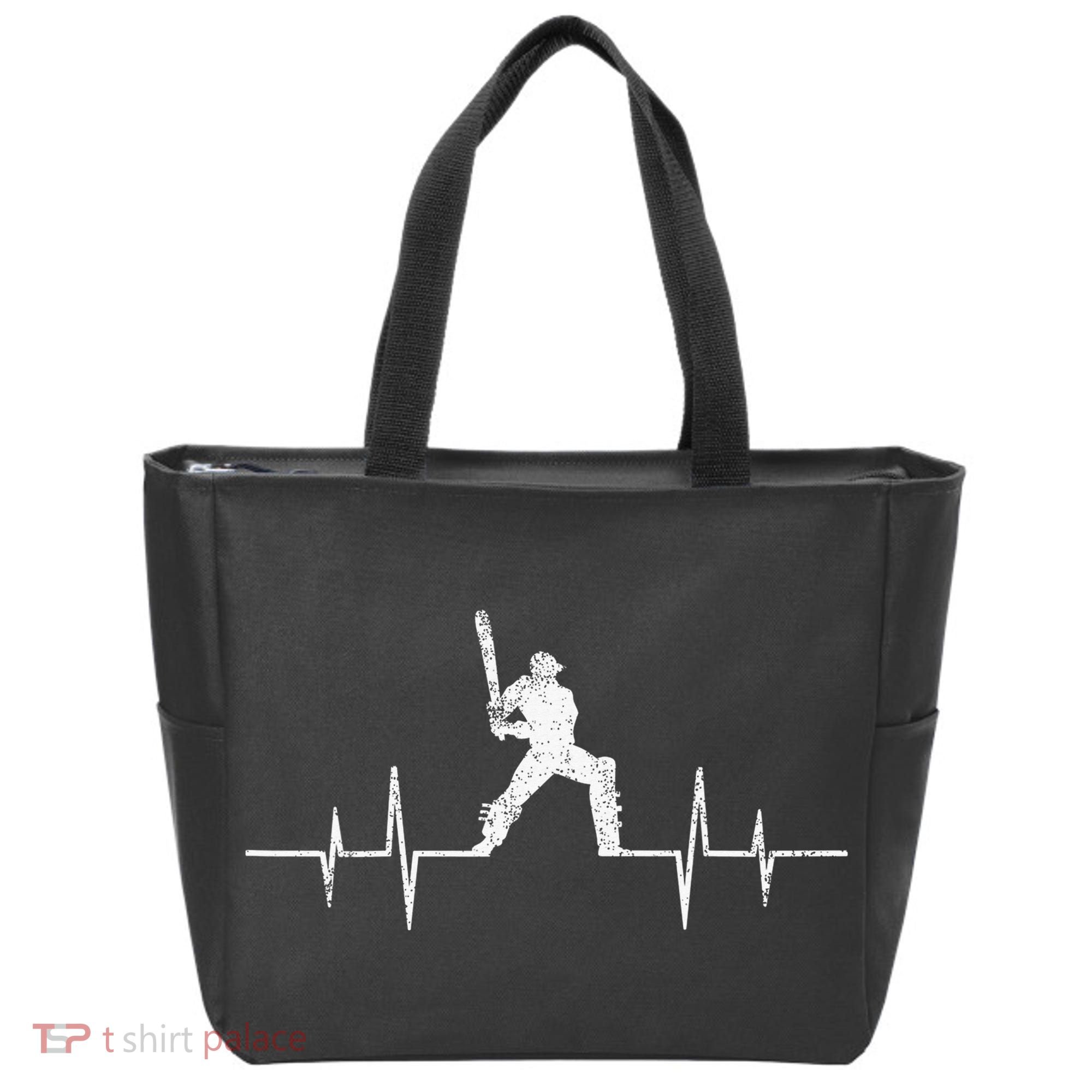Cricket Player Heartbeat Gift EKG Cricket Fans Lover Funny Tote Bag