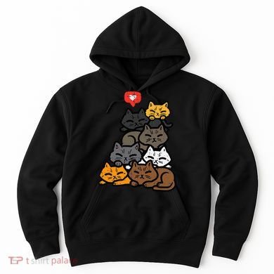 Cat Pile Heart Kawaii Kitten Anime Hoodie