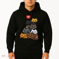 Cat Pile Heart Kawaii Kitten Anime Hoodie thumb 2