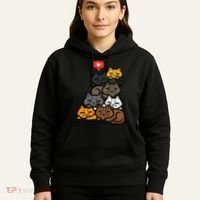 Cat Pile Heart Kawaii Kitten Anime Hoodie thumb 5