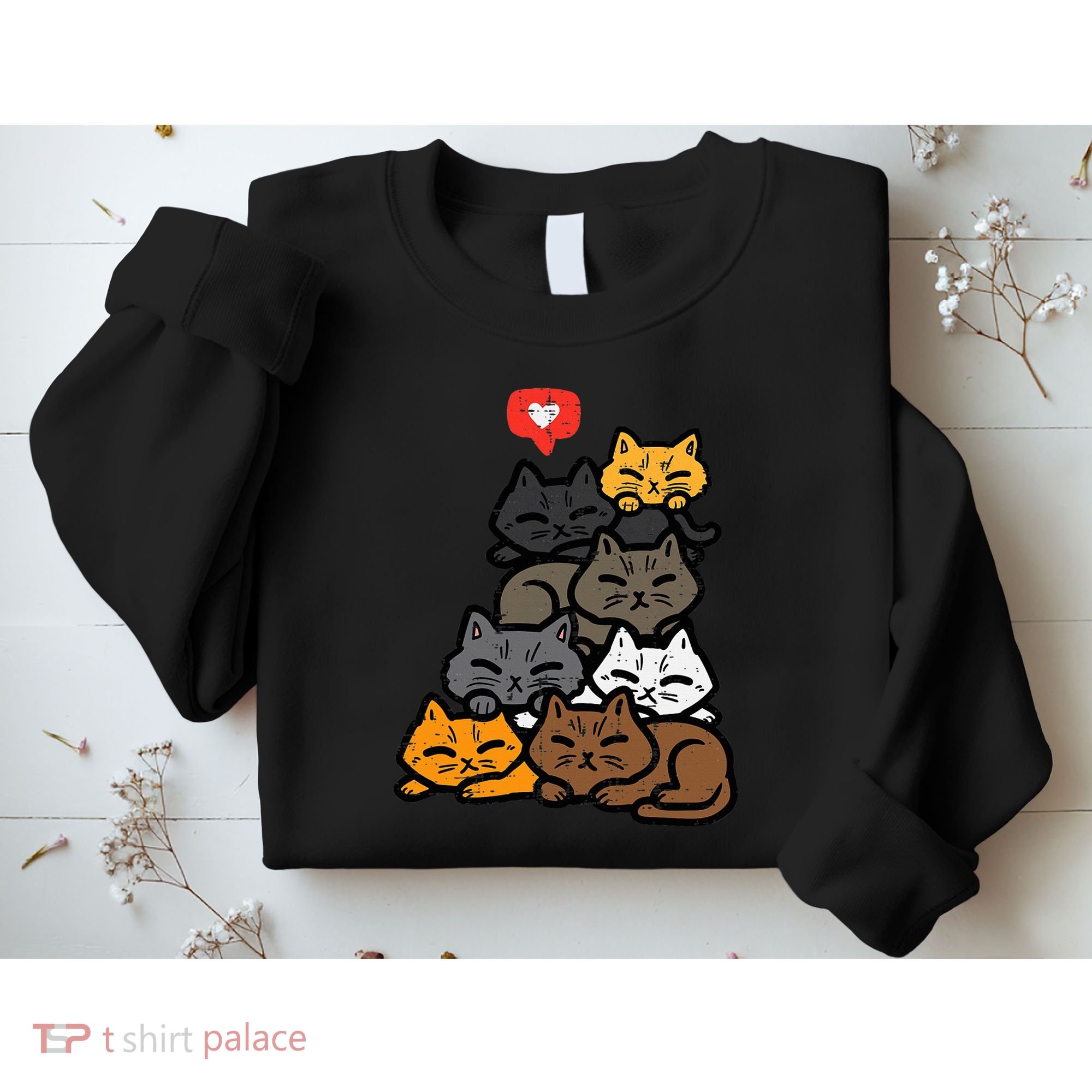 Cat Pile Heart Kawaii Kitten Anime Sweatshirt
