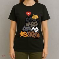 Cat Pile Heart Kawaii Kitten Anime T-Shirt thumb 4