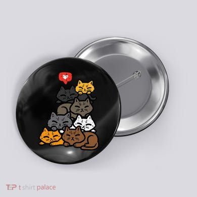 Cat Pile Heart Kawaii Kitten Anime Button
